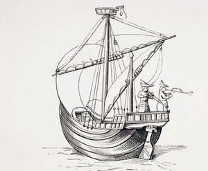 Barco de vela del siglo XV, c.1880 de European School